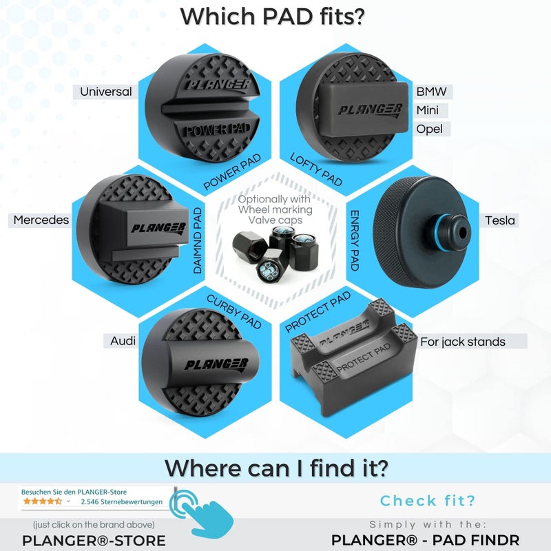 PLANGERÂ® - Power Pad - Rubber Jack Pad Trolley Jack, Vehicle Lift Axle Stand - Universal Usage - Protects Your Car, SUV Any Vehicles Pinch Weld Sill - Perfect car Tuning - Image 2